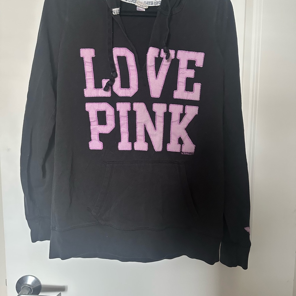 Victoria's Secret Black and Pink Hoodie